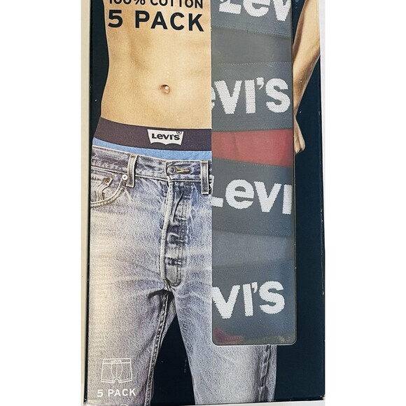 Levi’s Boxer Brief 100% Cotton 5 Pack Men’s L Style#5MB1986LW1 Color:AST - Picture 2 of 8